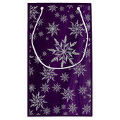 Petit Sac Cadeau Les flocons d'argent mousseux sur le violet (Dos)