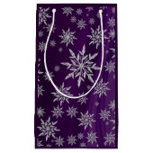 Petit Sac Cadeau Les flocons d'argent mousseux sur le violet (Devant)
