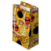 Petit Sac Cadeau Les lèvres rétro Bomb Rouge/Or ID553 (Devant Angle)