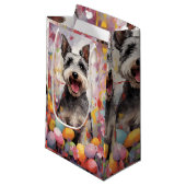 Petit Sac Cadeau Les Schnauzer miniatures heureux Pâques (Devant Angle)