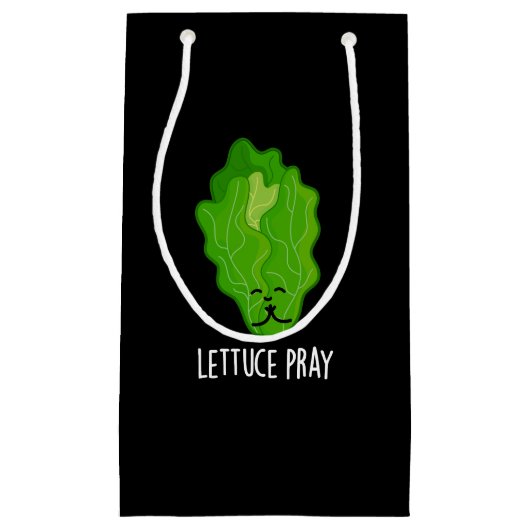 Petit Sac Cadeau Lettuce Pray Funky Veggie Pun Dark BG (Devant)