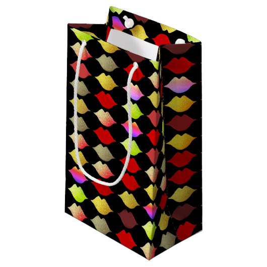Petit Sac Cadeau lèvres colorées (Devant Angle)