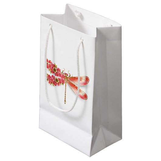 Petit Sac Cadeau libellule de fleurs avec sakura de bijoux (Devant Angle)