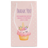 Petit Sac Cadeau Licorne Cupcake Rose Pink Merci (Dos)