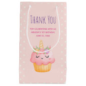 Petit Sac Cadeau Licorne Cupcake Rose Pink Merci (Devant)