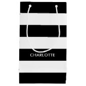 Petit Sac Cadeau Ligne à rayures blanches et noires personnalisées (Devant)
