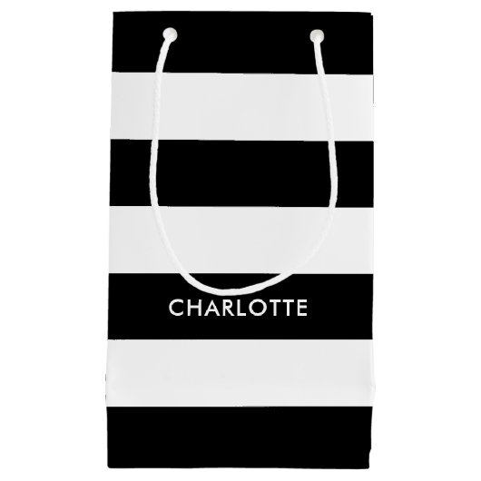 Petit Sac Cadeau Ligne à rayures blanches et noires personnalisées (Devant)