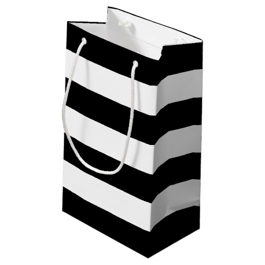 Petit Sac Cadeau Ligne à rayures blanches et noires personnalisées (Dos Angle)