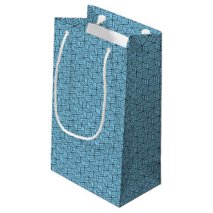 Petit Sac Cadeau Lignes de boîte géométrique moderne Carré bleu cla