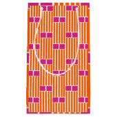 Petit Sac Cadeau Lignes orange et boîtes roses (Devant)