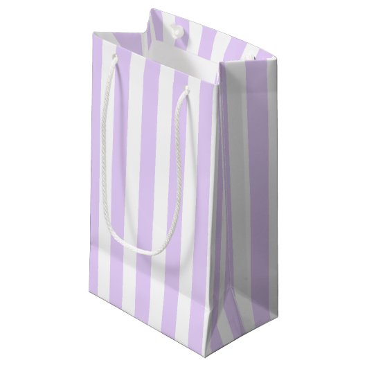 Petit Sac Cadeau Lilac violet et blanc bonbons rayures (Devant Angle)