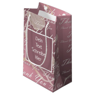 Petit Sac Cadeau lilas, rose, or, argent, merci + vous, fleurs, sm