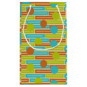 Petit Sac Cadeau Lime Green, Cinnamon Brown, Rectangles Turquoise (Dos)