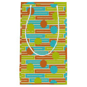 Petit Sac Cadeau Lime Green, Cinnamon Brown, Rectangles Turquoise (Devant)