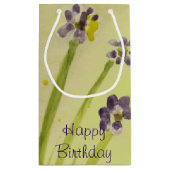 Petit Sac Cadeau Lime vert et violet fleuri (Dos)