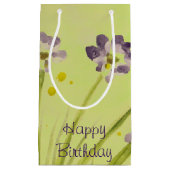 Petit Sac Cadeau Lime vert et violet fleuri (Devant)
