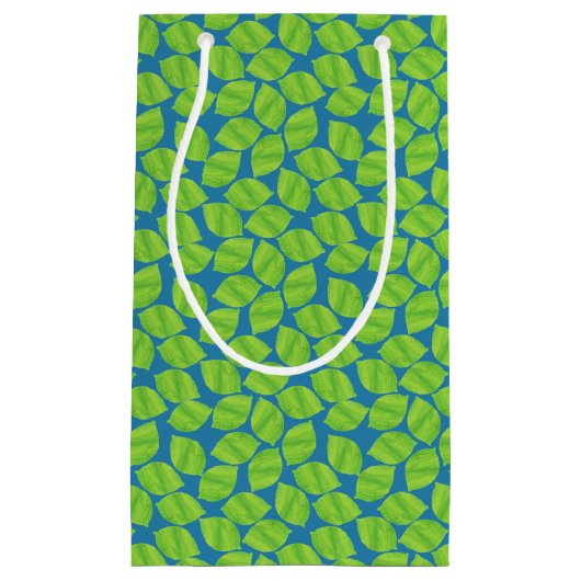 Petit Sac Cadeau Limites vertes de fruits sur Arrière - plan bleu à (Devant)