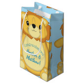 Petit Sac Cadeau Lion Baby shower bleu (Dos Angle)