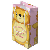 Petit Sac Cadeau Lion Baby shower rose (Dos Angle)