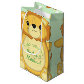 Petit Sac Cadeau Lion Baby shower vert (Dos Angle)