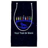 Petit Sac Cadeau Lion bleu Menorah (Devant)