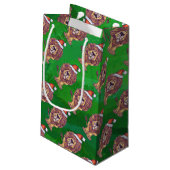 Petit Sac Cadeau Lion Christmas on Green (Dos Angle)