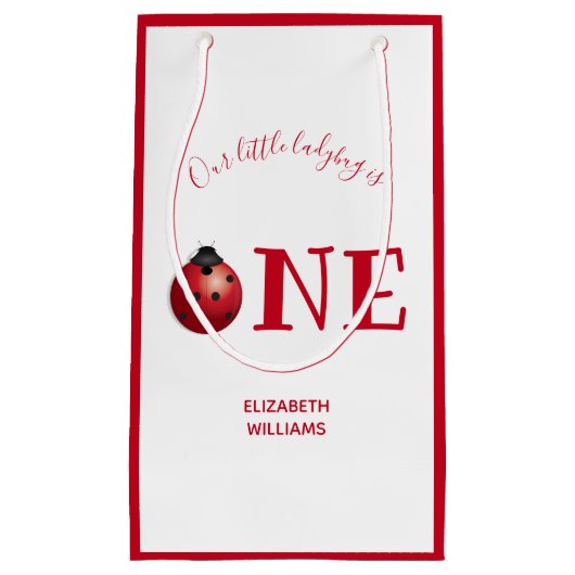 Petit Sac Cadeau Little Ladybug Un premier anniversaire Rouge Blanc (Devant)