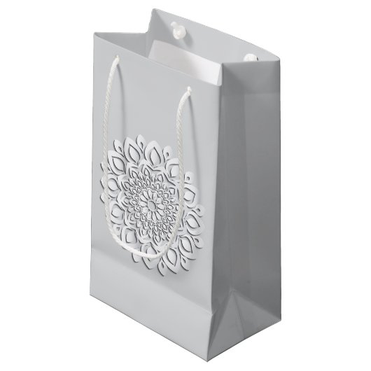 Petit Sac Cadeau Livre blanc contemporain Coupe Mandala (Devant Angle)