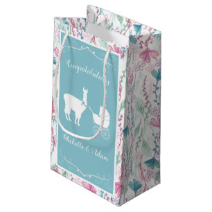 Petit Sac Cadeau Llama Baby shower Cute Blue Boy