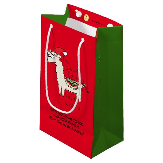 Petit Sac Cadeau Llama Christmas Enfants mignonne Drôle (Devant Angle)
