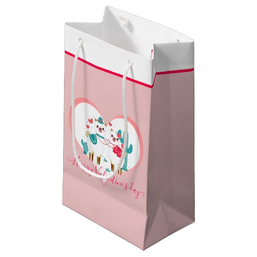 Petit Sac Cadeau Llama Llove Valentine (Devant Angle)