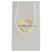 Petit Sac Cadeau Logo de luxe de créateur en cercle peint doré faux (Devant)