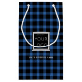 Petit Sac Cadeau Logo d'entreprise avec nom Promotionnel Blue Plaid (Dos)