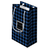Petit Sac Cadeau Logo d'entreprise avec nom Promotionnel Blue Plaid (Dos Angle)