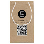 Petit Sac Cadeau Logo d'entreprise code QR Kraft Brun Rustique (Dos)