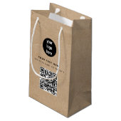 Petit Sac Cadeau Logo d'entreprise code QR Kraft Brun Rustique (Dos Angle)