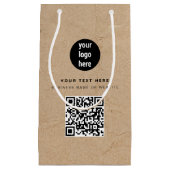 Petit Sac Cadeau Logo d'entreprise code QR Kraft Brun Rustique (Devant)