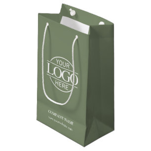 Petit Sac Cadeau Logo d'entreprise élégant et simple en sauge vert