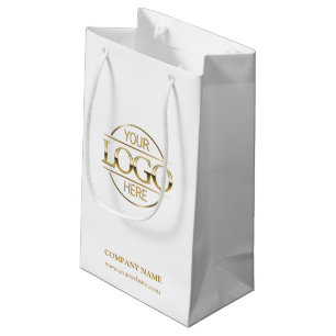 Petit Sac Cadeau Logo d'entreprise élégant White Gold Entreprise
