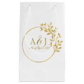 Petit Sac Cadeau Logo du Mariage de monogramme de couronne d'or mod (Devant)