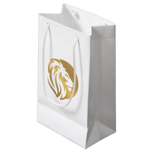 Petit Sac Cadeau Logo Lion Or Simple (Devant Angle)