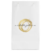 Petit Sac Cadeau Logo Luxe Faux Gold Peint Cercle Designer (Devant)