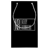 Petit Sac Cadeau Logo moderne, noir & blanc, Initiales & Nom (Dos)