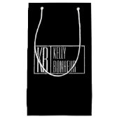 Petit Sac Cadeau Logo moderne, noir & blanc, Initiales & Nom (Devant)