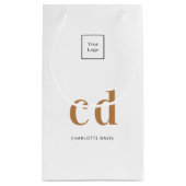 Petit Sac Cadeau Logo or blanc monogramme initiales shopping (Dos)