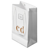 Petit Sac Cadeau Logo or blanc monogramme initiales shopping (Devant Angle)