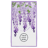 Petit Sac Cadeau Logo personnalisé aquarelle Wisteria | Entreprise (Devant)
