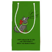 Petit Sac Cadeau Loup Noël Joyeux Howlidays Funny (Devant)
