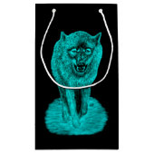 Petit Sac Cadeau Loup noir en colère dans la nuit (Dos)