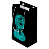 Petit Sac Cadeau Loup noir en colère dans la nuit (Dos Angle)